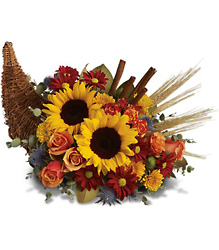 Classic Cornucopia from Clifford's where roses are our specialty